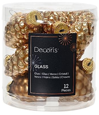 Christbaumschmuck Zapfen Glas 6cm x 12 Stück Weihnachtskugeln Christbaumkugeln Ingwerbraun Hellbraun - Goldbraun - karamell - karamellbraun