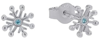 Prinzessin Lillifee Ohrstecker 925 Sterling Silber Mädchen Kinder Ohrschmuck, mit Zirkonia synth., 0,7 cm, Silber, Schneeflocke, Kommt in Schmuck Geschenk Box, 2036944
