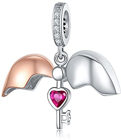 LaMenars Herzflügel Charm for 925 Sterling Silver Für Frauen Armbänder Halsketten Dangle Anhänger für Weihnachten Muttertag Valentinstag Geschenke für Mädchen