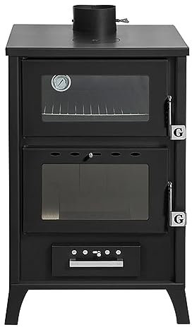 Decor Space Poêle à bois Marika 22 kw avec four en acier peint h 91,5 cm (Noir)