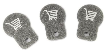 3x mini Einkaufswagenchip sofort abziehen Einkaufswagenlöser Schlüsselanhänger (Einkaufswagen, Grau Metallic)