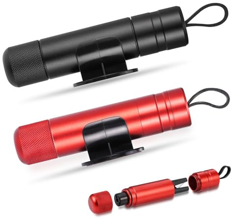 Fentar Notfallhammer Auto mit Gurtschneider, Kompakter Tragbarer Nothammer Auto, Mechanische Feder Glasbrecher Auto Essentials, Upgrade Multifunktional Gurtschneider Notfallhammer (Schwarz, Rot)