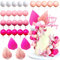 Pink Balls Cake Toppers Pink Palm Leaves Cake Topper Boho Cake Decoration for Birthday Baby Shower Wedding Bachelorette Party