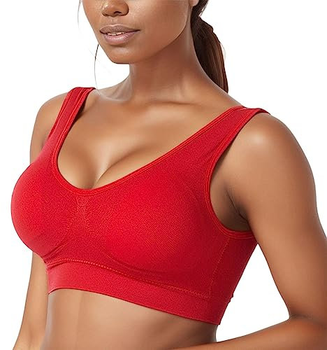 WILLBEST Push up BH große größen Slip Damen Moiré Druckknopf Seamless Bra Y Back BH Damen ohne bügel Push up sexy Neckholder Sport top beige Trägerlos Sport bequem