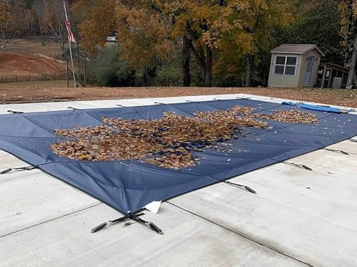 Cobertor Funda Piscina Invierno Cubierta Ovalada Para Piscina De Invierno, Cubierta Rectangular Para Piscina Enterrada/ Cubierta De Red De Hojas Para Cubierta De Madera/ Piso De Concreto, Azul(7x12m)