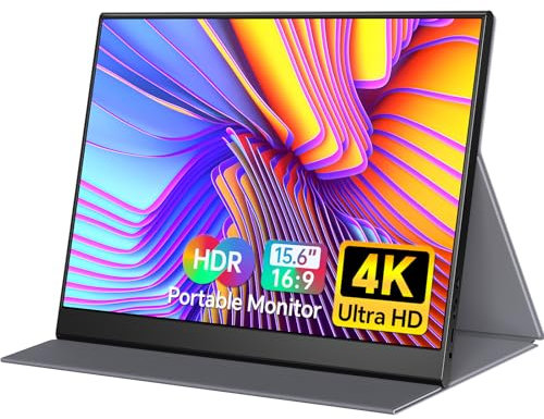 WGK True 4K Portable Monitor - 15.6 inch UHD 3840×2160 100% sRGB USB-C HDMI External Second Monitor Portable IPS Computer Display with Speakers for Laptop MacBook Switch PS5/4