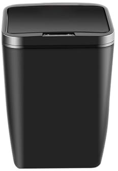 Sensor Mülleimer,15L Automatischer Mülleimer Touchless ABS Intelligenter Abfallbehälter mit Deckel Leise Wasserdicht für Bad Küche Büro (Schwarz Wiederaufladbares Modell, Smart Sensor+Knopf+Fußkick)
