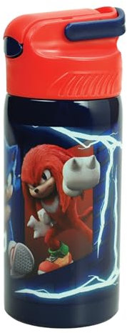 OM SUPPLIES Sonic Characters Reusable Sipper Water Bottle Drink Bottle with built-in handle for Easy Carry School Lunch Kids Childrens 500ml (Sonic Hero)