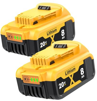 2X 8000mAh Replacement for Dewalt 18V Battery, Compatible with Dewalt Battery DCB182 DCB200 DCB184 DCB101 DCB107 DCB112 DCB105 DCB115 DCB203 with LED Indicator