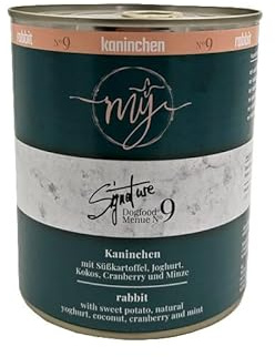 My Hundefutter Kaninchen 820g Menü No. 9 mÿ Nassfutter für Hunde mit Süßkartoffel Joghurt Kokos Cranberry und Minze