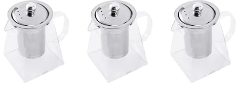 Wzxksoac 3X Square Glass Teapot with Infuser, 550 Ml Borosilicate Tea Pot with Strainer, Clear Leaf Tea Pots for Loose Tea
