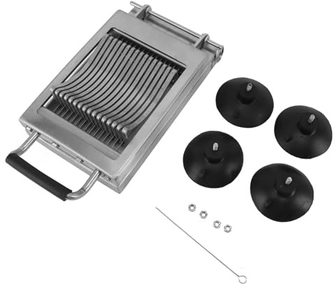 Commercial Vegetable Cutter Stainless Steel Heavy Duty Manual Food Chopper with 4 Anti Slip Suction Cups for Restaurants Catering and Home Use (6.5mm)