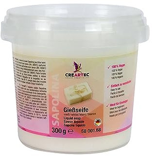 CREARTEC - Gießseife - Weiß - zur Herstellung von individuellen Seifen - Seifenherstellung - 300g - Made in Germany
