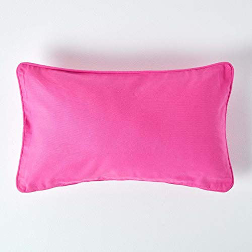 Homescapes Pinke Kissenhülle 30 x 50 cm, Deko-Kissenbezug mit Reißverschluss aus 100% Baumwolle, unifarbener Zierkissenbezug für Dekokissen und Sofakissen