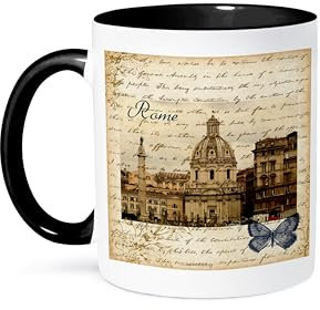 3dRose mug_178934_4 Rome Italy Vintage Zweifarbige Tasse, Nicht zutreffend, schwarz