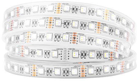 BTF-LIGHTING 5050 RGBW RGB+Warmweiß (2700K-3000K) 4 Farben in 1 LED 5m 60LEDs/m Mehrfarbiges LED-Leuchtband IP67 Silikonschlauch Wasserdichte Weiß PCB DC12V für Innendekorationen
