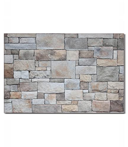 banjado Glas Magnettafel 60x40cm / Magnetwand Glas/Magnetpinnwand als Memoboard Glas/Pinnwand Magnettafel Küche, Büro, Kinderzimmer inkl. 4 Magnete & Montageset - Natursteinmauer