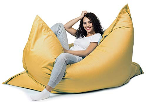 sunnypillow XL Sitzsack, Riesensitzsack Outdoor & Indoor 100 x 150 cm mit 140L Styropor Füllung Sessel für Kinder & Erwachsene Sitzkissen Sofa Beanbag viele Farben und Größen zur Auswahl Gelb