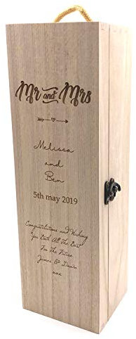 ukgiftstoreonline Personalised Wooden Wine or Champagne Box - Perfect Wedding & Anniversaries