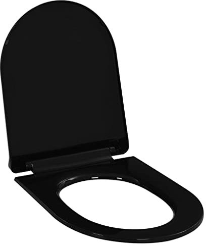 vidaXL Toilettensitz mit Absenkautomatik Softclose Quick-Release-Design Toilettendeckel WC Sitz Deckel Klodeckel Klobrille Toilettenbrille Schwarz