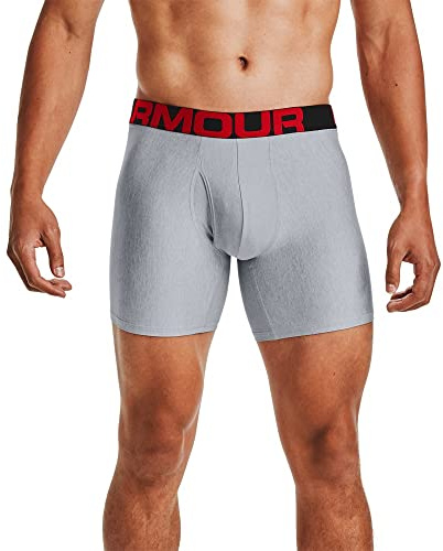 Under Armour schnelltrocknende Boxershorts, komfortable Unterwäsche mit enganliegendem Schnitt im 2er-Pack -> Mod Gray Light Heather / Jet Gray Light Heather, L