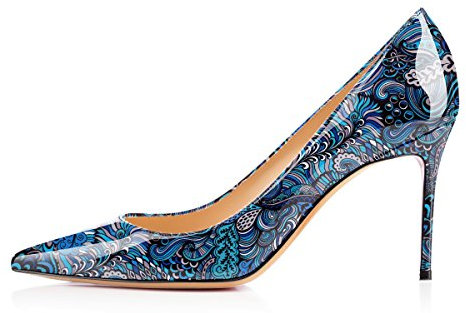 Soireelady Damen Fashion Pumps,Hohe Abstze mit Geschlossener Spitze,Comfort Pumps Lack Blau EU 36