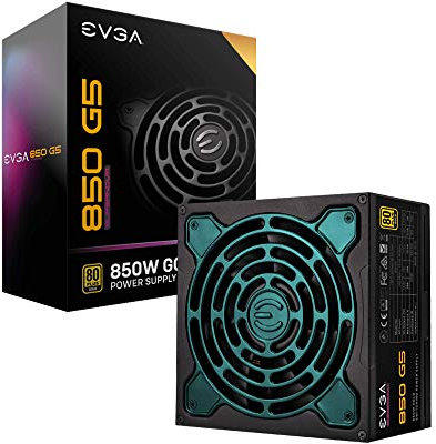 EVGA SuperNOVA 850 G5, 80 Plus Gold 850W, Vollständig Modular, Eco Mode mit FDB Fan, 10 Jahre Garantie, Beinhaltet Power ON Self Tester, Kompakte 150 mm Größe, Netzteil 220-G5-0850-X2