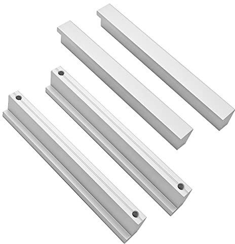 Qrity 10x Manija de La Puerta del Gabinete Armarios Armarios Juego de Manijas para Muebles de Cocina para El Hogar Perillas de Hardware, Aleación de aluminio, Distancia del Agujero 160mm, Plateado