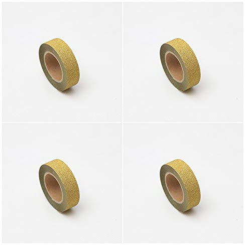 Lot de 4 rouleaux de ruban adhésif Washi à paillettes dorées de 5 m - 8 couleurs - Pour le bricolage, les travaux manuels, les emballages cadeaux, le scrapbooking