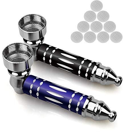 Mini Metal Smoking Pipe 2pcs, Pipes Holder with 10 Screen Filters - Gifts for Grandfather,Father,Husband,Boyfriend - Portable Creative Detachable Small Tools - Father's Pocket Decor