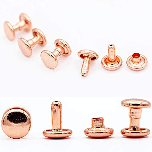 My Belt - 100 Stück Hohlnieten für Leder, Ledernieten 6mm Rosegold, Doppelkappe Nieten, Gürtelnieten Kappe