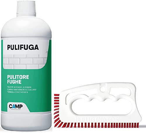 Camp Pulifuga, Pulitore Concentrato Per Fughe - 1 L + Fuginator® Spazzola Per Fughe (Bianco Rosso)