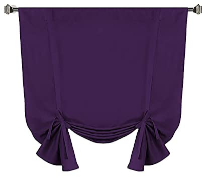 Cozomiz Raffrollo mit Schleife Raffgardinen Verdunkelungsvorhang Raffvorhänge Raffgardinen mit Schlaufen Fenstervorhang Scheibengardinen 108x162cm/1 Stück(BxH) Violett