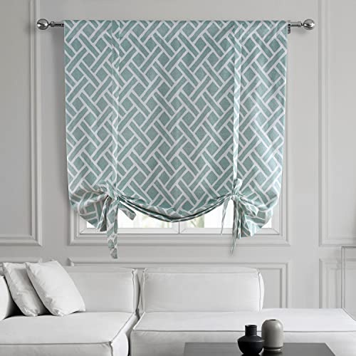 HPD Half Price Drapes PrCT-TUD07B-63 Lampenschirm zum Festbinden, Martinique-Muster, Baumwolle, 117 x 150 cm, Aquamarin