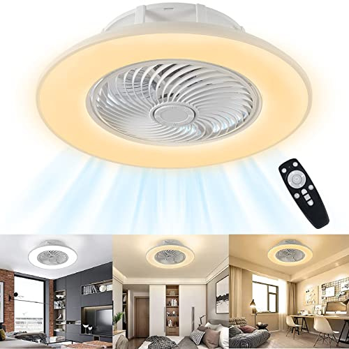 LARS360 LED Deckenventilator Mit Beleuchtung und Fernbedienung Modern Dimmable Deckenventilator Ventilator Deckenlampe Lüfter Lampe Ultra-Leise