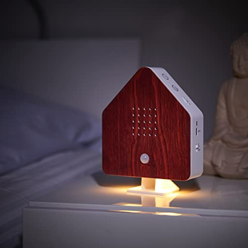 Northpoint Natur Soundbo, Vogel, Gesang, Vogelzwitscher, Box, Bewegungsmelder, Vogelsound, Licht, wiederaufladbar mit Wandhalterung, Kirschholzhaus