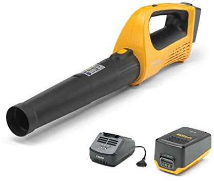 Stiga Battery-Powered Blower, BL 100e Kit, For a clean and tidy garden, 20 V (4 Ah) ePower Battery, 280 W, Variable Speed, Battery and charger included, Yellow/Grey