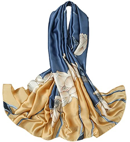 FAIRYGATE Schal Damen Blau Seidenschal Damen Lange Schal für Frauen Hochwertiges Seidentuch Halstuch Stola Großes Tuch Damen Elegant 79016