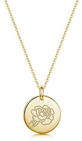 UMAGICBOX Collier Fleur de Naissance Septembre Pivoine Bijoux Cadeau Femme Maman Fille Sœur Épouse Amie Vierge Balance Rentrée Automne Plaqué Or