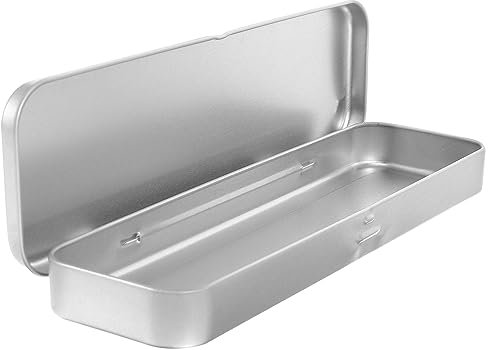 Tofficu Metal Pencil Case, Tin Pen Box, 8.2 x 2.3 Inches, Iron Tinplate Frosted Single-layer, Rectangular for Pen, Single-Layer Rectangular Tin Box for Students, Crayon