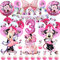 50 Pcs Minnie Geburtstagsdeko mädchen, luftballons minnie 3 jahre, Minnie Latexballon, helium ballon minnie 3 jahre, Minnie Tortendeko, Banner Happy Birthday, Minnie Party Supplies Set