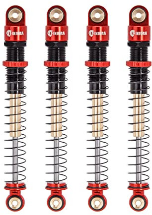 INJORA 51mm Stoßdämpfer-Doppellauf Dämpfer mit Langem Federweg für Axial AX24 SCX24 Upgrade 1/24 RC Crawler, Rot