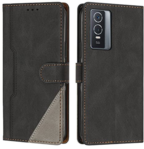 Radoo Cover per Vivo Y76 5G/Y76S/Y74S, Custodia in PU Pelle Portafoglio Flip Chiusura Magnetica Antiurto Funzione Scomparti, con Slot Schede Supporto Pieghevole per Vivo Y76 5G/Y76S/Y74S (Nero)
