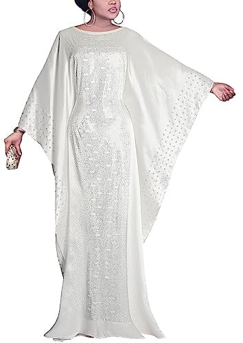 HD Robe caftan africaine longue avec perles et strass pour femme