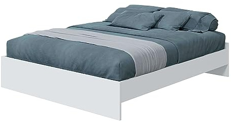 Habitdesign, Bettgestell für Doppelbett – stabiles und modernes Bettgestell in Artik weiß, geeignet für 160 x 190 cm Matratzen, Maße: 166 x 196 x 39 cm (B x T x H), Modell Ethna (ohne Lattenrost)