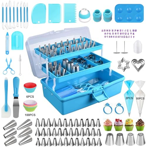 Cake Decorating Tools Kit,Piping Bags and Tips Set,Baking Supplies Accessories with Storage Case,Cupcake Cookie Frosting Fondant Bakery for Adult Beginners or Professional Cake Shop,276 PCS set