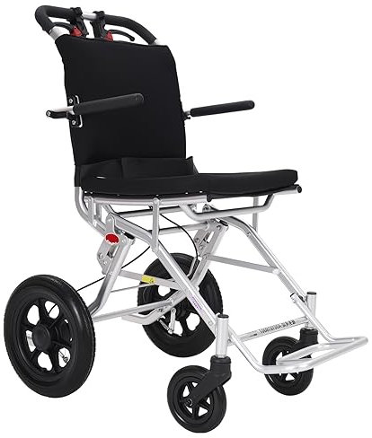 GHBXJX Ultraleicht Rollstuhl Faltbar Leicht Transportrollstühle, Rollstühle für Erwachsene, Reiserollstuhl, Verstellbare Armlehnen, Trommelbremse, Aluminium, Sitzbreite 42 cm, 9.5 kg