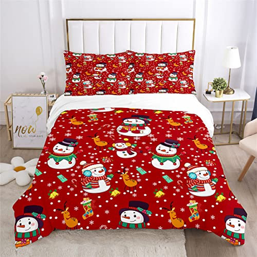 JYHTK Bettwäsche-Set 135x200 cmmit Merry-Christmas-Design, 1 Deckenbezug, 1 Kissenbezüge, sehr weicher Stoff, Geschenk für Weihnachten, 2er-Set