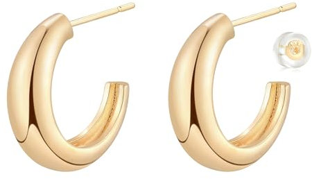 Jenosy Ohrringe Gold Damen CC Ohrringe für Mädchen Zarte CC Ohrstecker für Damen Knorpel Huggie Ohrstecker für Mädchen Hypoallergene Ohrringe 18K Vergoldet Modeschmuck für Frauen und Mädchen
