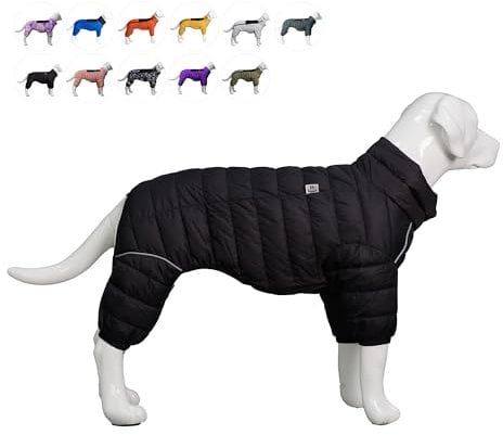 Hundemantel, warme Hundejacke, 4 Beine bedeckt, wasserdicht, Winddicht, reflektierende, warme Hundeweste, Hundeschneejacke für kleine, mittlere und große Hunde.Black L